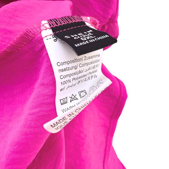 Shein Curve Sleeveless Tie Front Ruffle Hem Mini Dress Size 0XL Boho Summer Pink - Picture 6 of 10